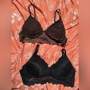Elegant Black and Brown Lace Bralette Set